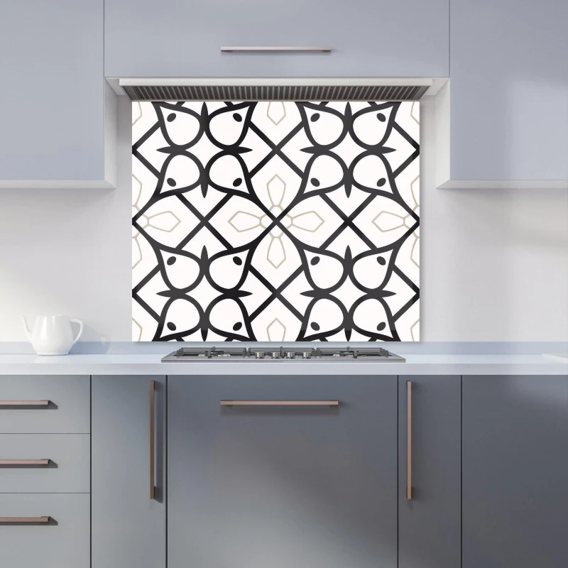 Image of Warren Reed - Designer Arabic Style Pattern Kitchen Splashback in Black Size: 900mm x 650mm Black Unisex 900mm x 650mm