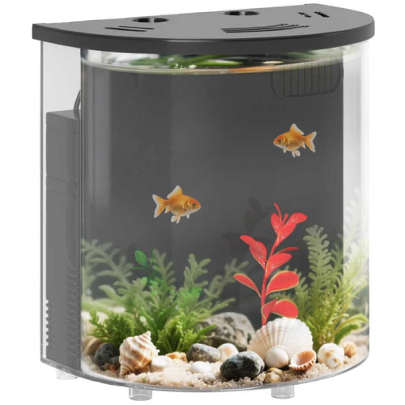 Image of PawHut Fish Tank, 3L Nano Aquarium Starter Kit with Filter System, LED Light, Small Fish Tank for Betta, Goldfish, Shrimp, Black D61-009V70BK