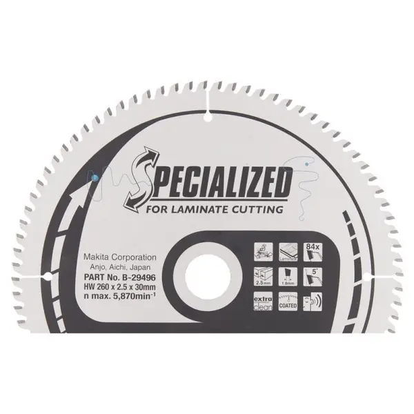 Image of Makita SPECIALIZED Laminate Cutting Saw Blade B-29496 Diameter: 260mm