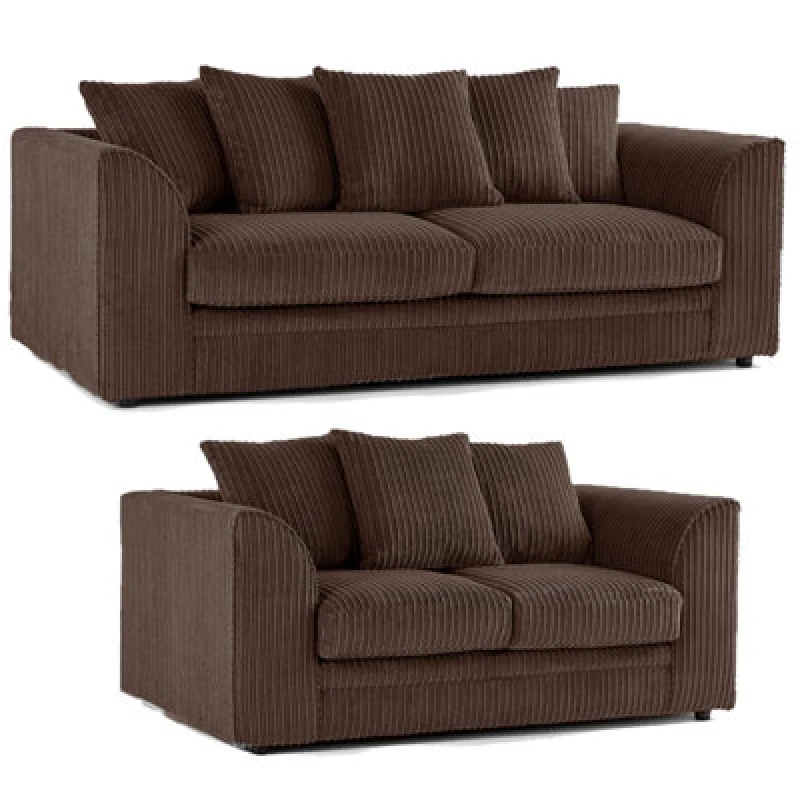 Image of Furnishings For Less UK Luxor Jumbo Cord Chocolate 3 + 2 Fabric Sofa Suite