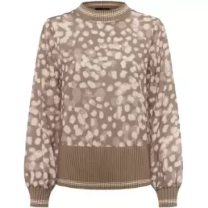 Image of French Connection Eva Knit Printed Top - Cream