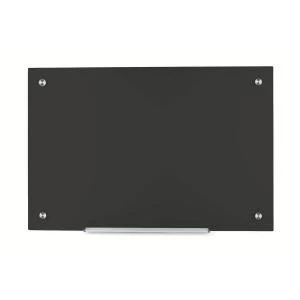 Image of Office 1000 Magnetic Glass Board with Wall Fixings Black 940384