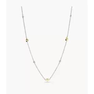 Image of Fossil Womens Elliott Diamonds By The Yard Stars Two-Tone Sterling Silver Station Necklace - Silver