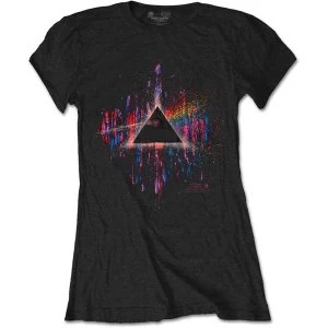 Image of Pink Floyd - Dark Side of the Moon Pink Splatter Womens Medium T-Shirt - Black
