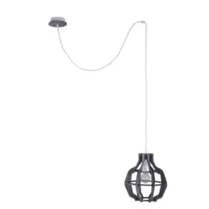 Image of Bento Wire Frame Pendant Ceiling Light Small Grey, 28cm, 1x E27, 200cm wire