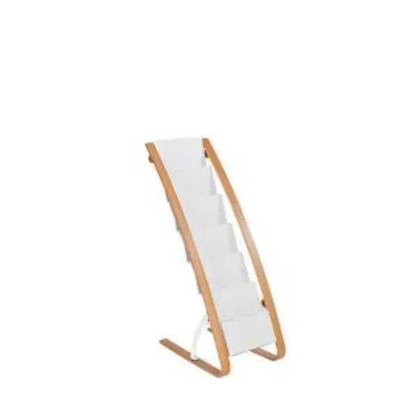 Image of Alba Alba Wooden Floor Stand 6 Shelves A4 Format Literature Display H930 x W340 x D500mm Light Wood/White - DDEXPO6W BC DDEXPO6W BC