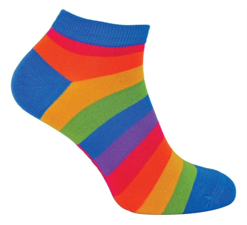 Image of Mr Heron Mr Heron Men 1 Pack Rainbow Striped Bamboo Trainer Socks Size: 6-11 Multi 6-11 Male 5056632602681