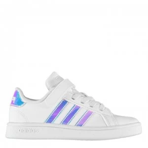 Image of adidas adidas Grand Court Junior Girls Trainers - Wht/Iridescent