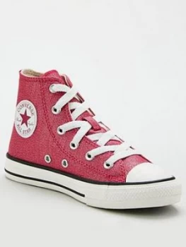 Image of Converse Childrens Chuck Taylor All Star Hi Sparkle Trainers - Pink, Size 5