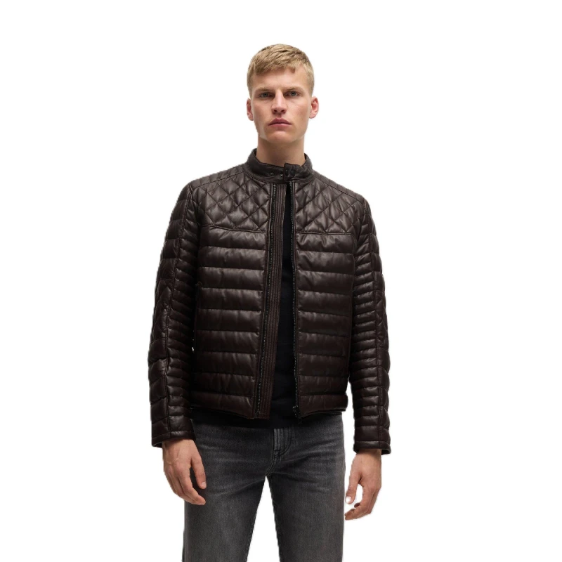 Image of Boss Mens Jonn In Leather Jacket Dark Brown male 34W R