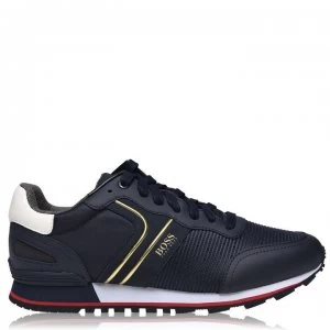 Image of Hugo Boss Parkour Nylon Runner Trainers Navy/Gold 401 Men