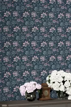 Image of Laura Ashley Portia Wallpaper - Blue
