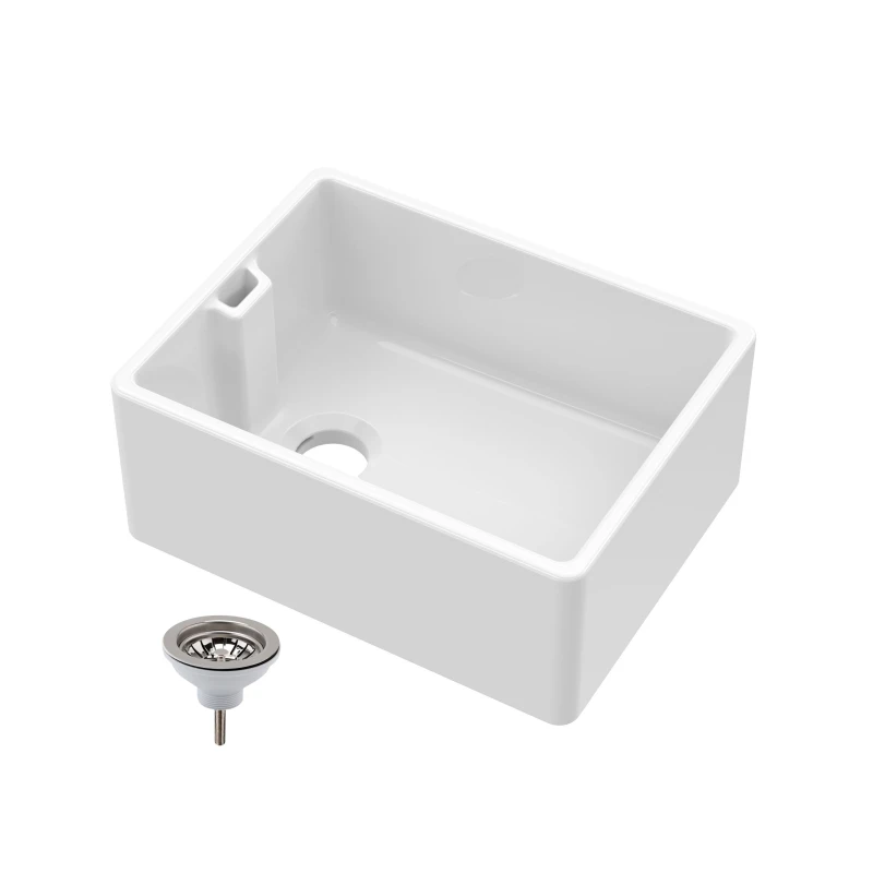 Image of Balterley One Bowl Fireclay Belfast Kitchen Sink 595x455x254mm and Waste White
