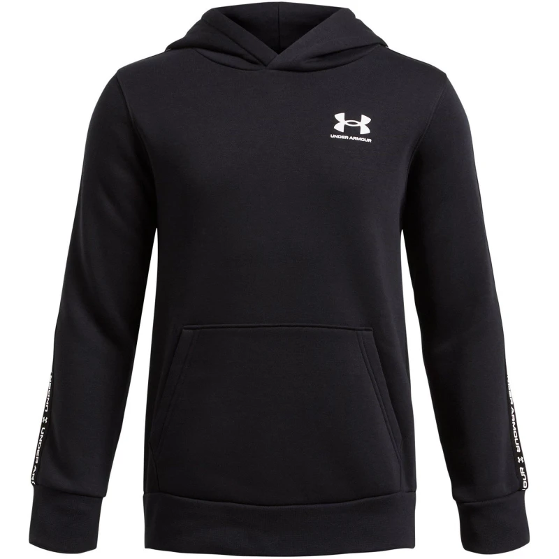 Image of Under Armour Kids Tape Over-The-Head Fleece Hoodie Black male 7-8 (S)