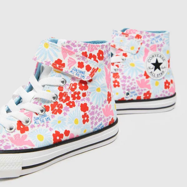Image of Converse white multi all star hi 1v Girls Junior trainers White Multi UK 12 (EU 30)