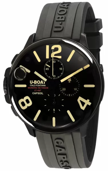 Image of U-Boat 8109/D CAPSOIL 45 DLC CHRONO/C Black Rubber Strap Watch