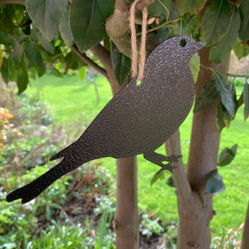 Image of Poppy Forge Hanging Blackbird Garden Art (Pack Of 3) - W20 X H15cm - Black