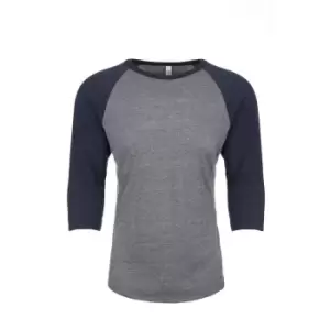 Image of Next Level Adults Unisex Tri-Blend 3/4 Sleeve Raglan T-Shirt (M) (Vintage Navy/Premium Heather)