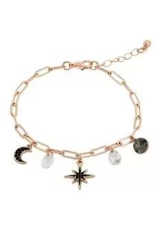 Image of Rose Gold And Jet Star Charm Bracelet