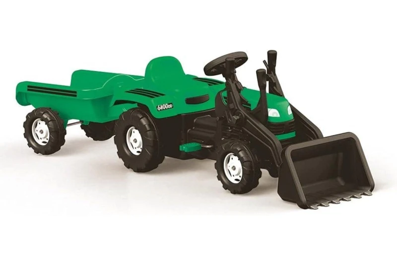 Image of Dolu Ranchero Tractor Pedal Operated with Trailer & Excavator Green