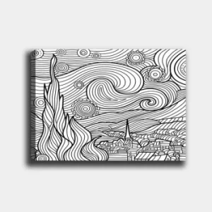 Image of MANDALA104 White Black Decorative Canvas Painting