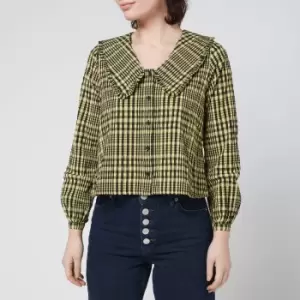 Image of Whistles Womens Collar Detail Check Top - Multi - UK 8