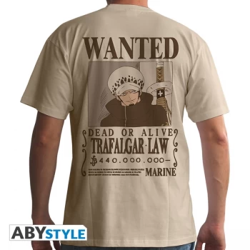 Image of One Piece - Wanted Trafalgar Law Mens X-Small T-Shirt - Beige