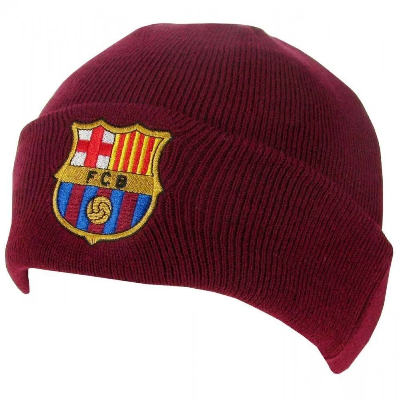 Image of FC Barcelona Mens Cuffed Beanie in Red Red Male One Size