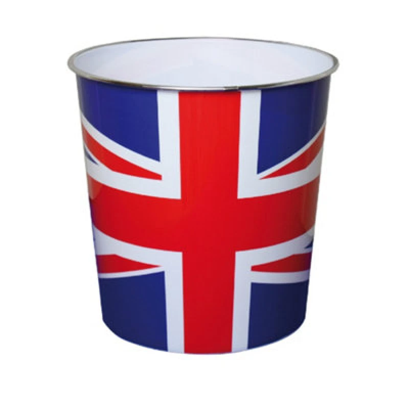 Image of JVL Union Jack Plastic Waste Paper Bin Red