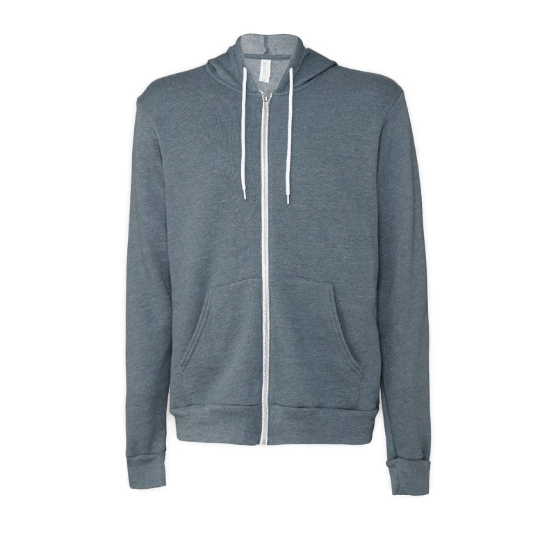 Image of Bella + Canvas Mens Fleece Full Zip Hoodie in Pale Grey Size: XS Pale Grey Male XS