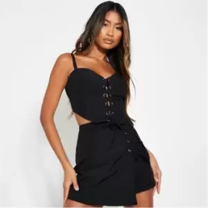 Image of I Saw It First Lace Up Mini Skirt Co Ord - Black