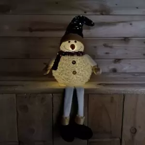Image of 70cm Sitting Sequined Christmas Snowman with Dangly Legs & LED Lights