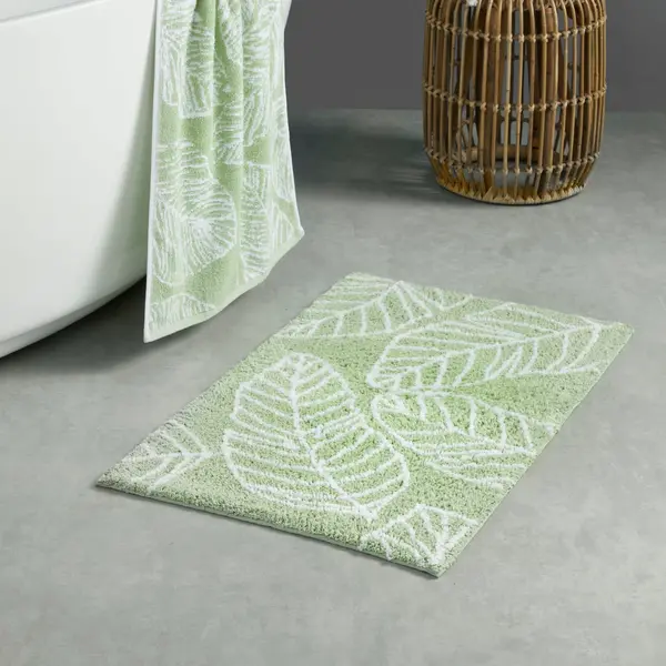 Image of Fusion Matteo Grey Bath Mat Khaki (Green)