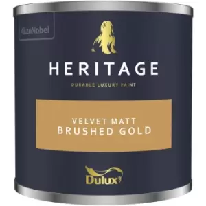 Image of Dulux Heritage Velvet Matt Brushed Gold Matt Emulsion Paint 125ml