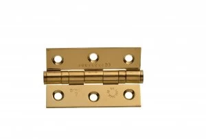 Image of Wickes Grade 7 Fire Rated Ball Bearing Hinge - Brass 75mm Pack of 2