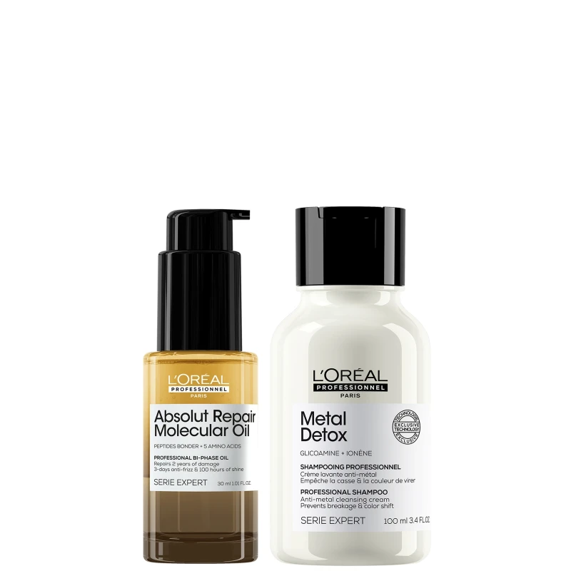 Image of LOreal Professionnel Mini Protect & Repair Set: Metal Detox Clarifying Shampoo 100ml & Absolut Repair Molecular Hair Oil