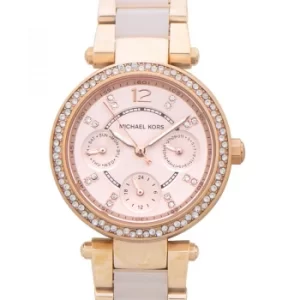 Image of Parker Mini Multi-Function Rose Dial Rose Gold-tone and Blush Acetate Ladies Watch