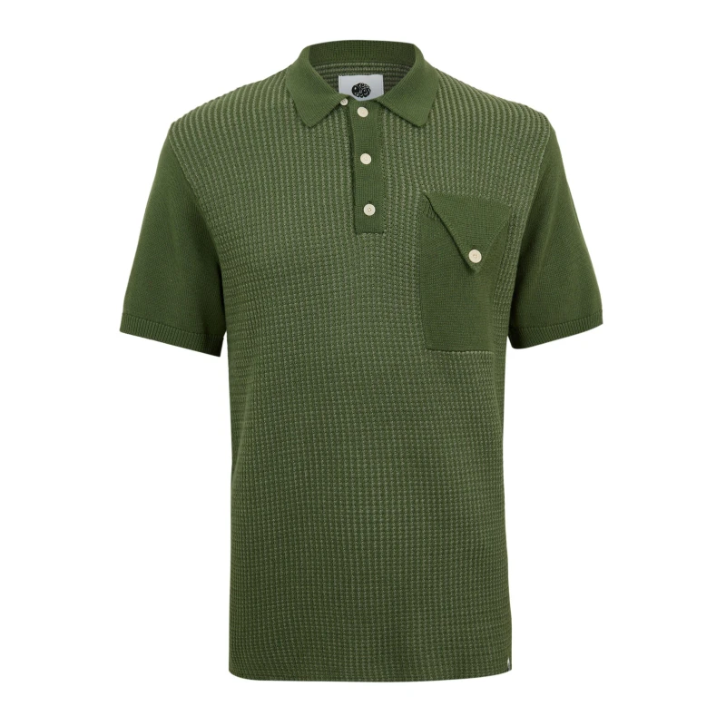 Image of Pretty Green Mens Roxy Knitted Short-Sleeve Polo Shirt Green male Small