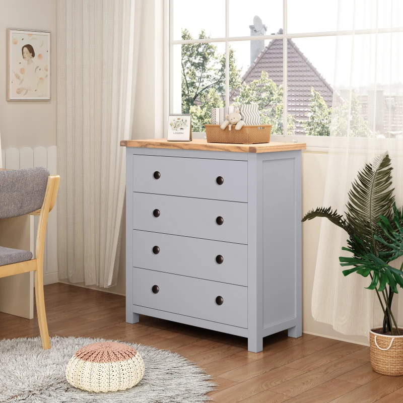 Image of Cabinet Bits Mirano 4 Drawer Chest of Drawers Brass Knob in Grey Grey Unisex