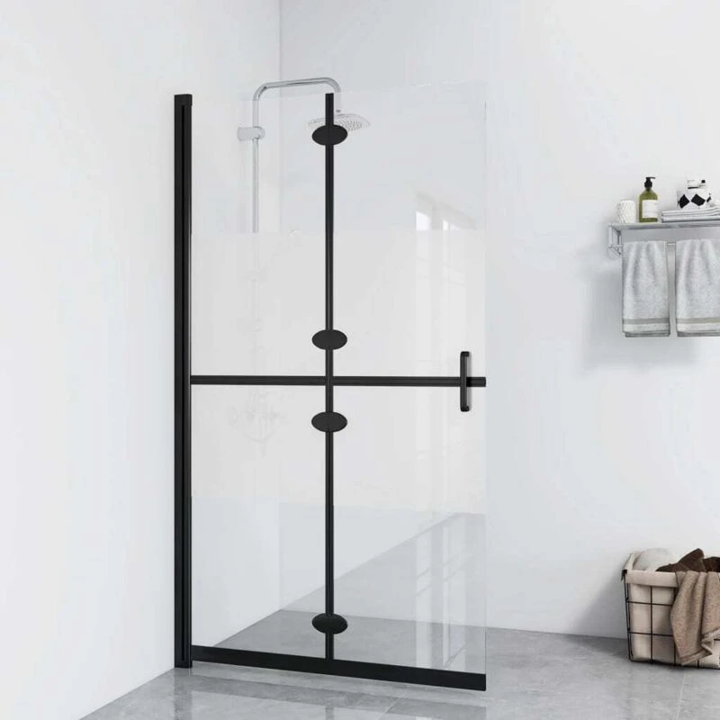 Image of VIDAXL Vidaxl - Foldable Walk-in Shower Wall Half Frosted esg Glass 90x190cm 8720286640227