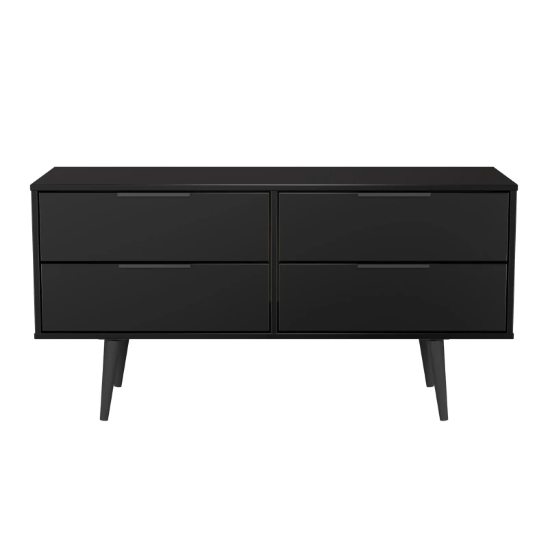 Image of Hong Kong Ready Assembled Matt Black 4 Drawer Chest Of Drawers (H)505mm (W)1120mm (D)415mm