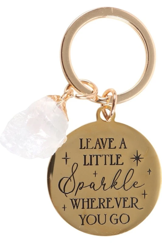 Image of Something Different Leave A Little Sparkle Wherever You Go Crystal Quartz Keyring in Clear Clear Unisex One Size