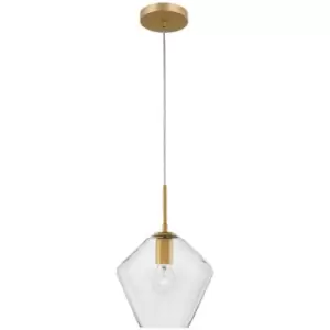 Image of Denton 23cm Dome Pendant Ceiling Light Gold Metal Clear Glass LED E27 - Merano