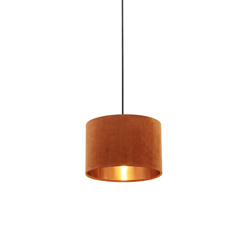Image of Lighting Collection Velvet Drum Shade Orange unisex 30cm