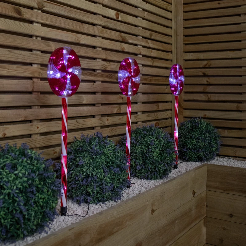 Image of 58cm Light up Red and White Candy Pop Christmas Pathfinders with 63 White LEDs