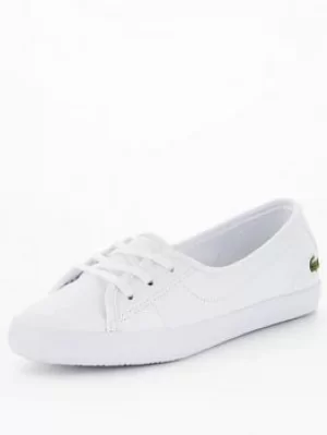 Image of Lacoste Ziane Chunky Lace Leather Plimsoll, White, Size 8, Women