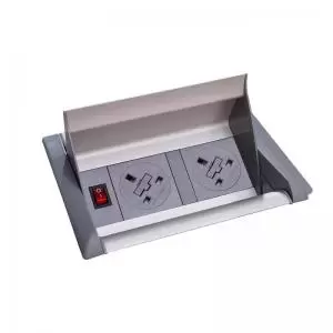 Image of Aero fliptop in-table power module 2 x UK sockets - greysilver