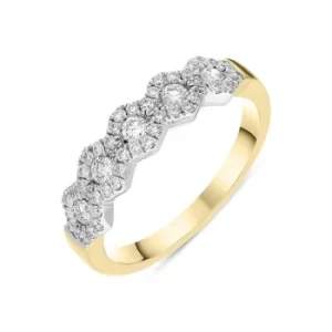 Image of 18ct Yellow Gold Diamond Five Stone Cluster Half Eternity Ring