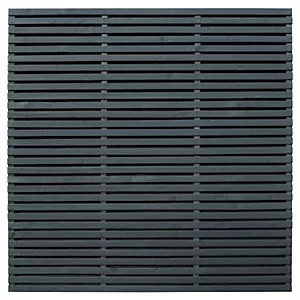 Image of Forest Garden Double Slatted Grey Fence Panel 6 x 6ft 3 Pack