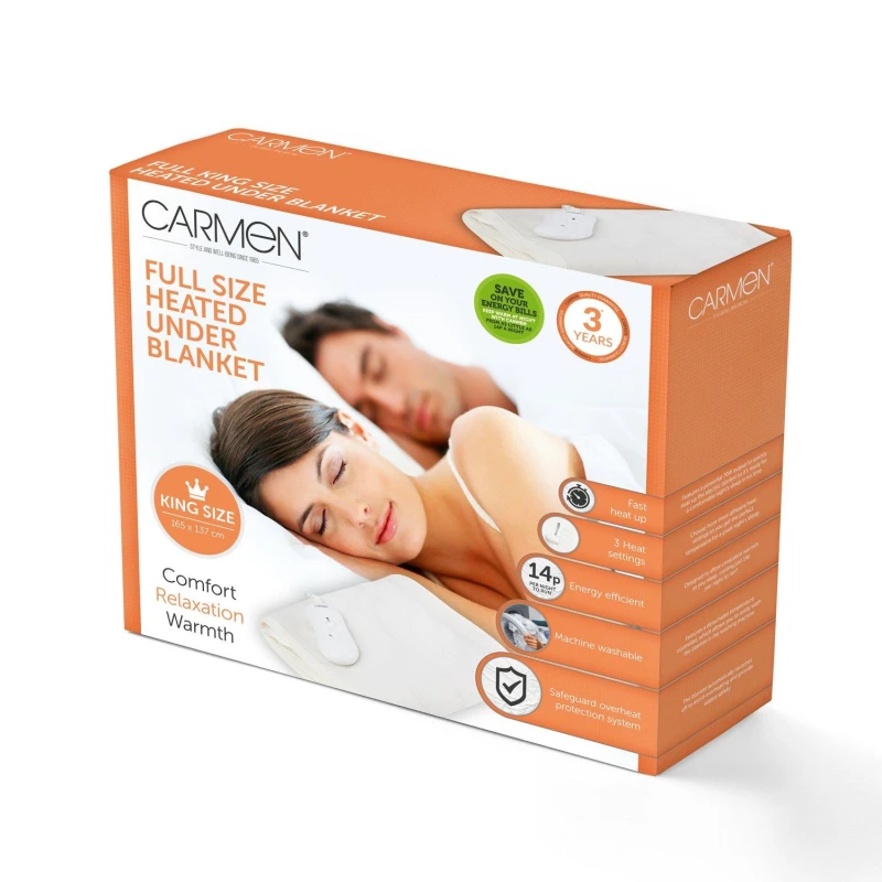 Image of Carmen Full Size Kingsize Heated Under Blanket White White unisex Medium